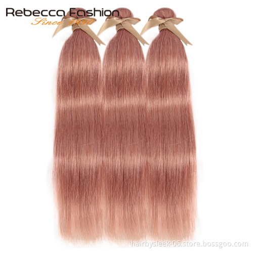 Rebecca Fashion cheap colorful hair extension straight weave 8 to 28inches remy hair bundles wholesale human hair extension